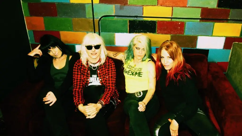 L7 — Donita Sparks, Suzi Gardner, Jennifer Finch, and Dee Plakas — promotional photo for the 2026 Last Hurrah Tour