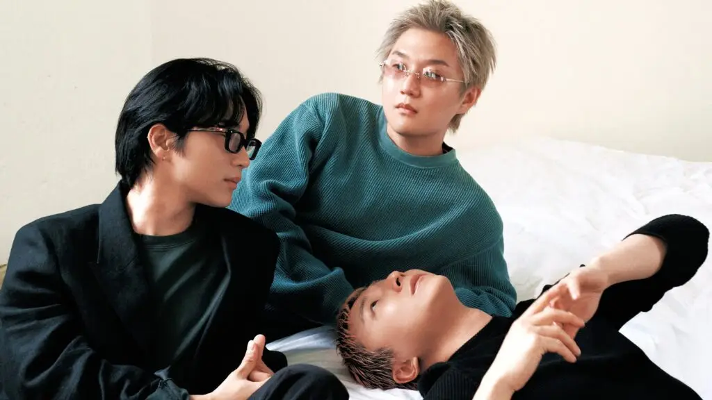 Wave To Earth — Daniel Kim, John Cha, and Dong Q in official press photo for The Pieces Tour 2026