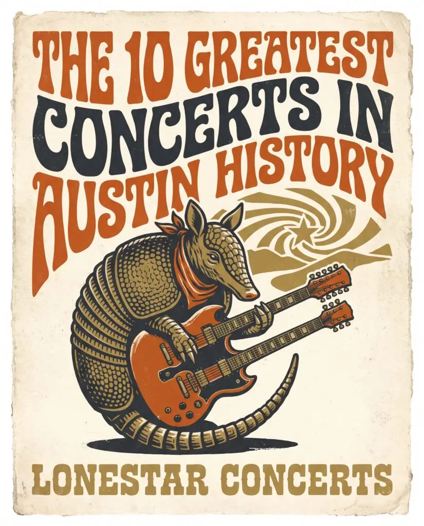 Vintage poster: The 10 Greatest Concerts in Austin History